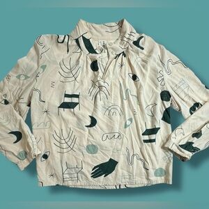 Eve Gravel Women's S Short Sleeve V Neck Tunic black Pockets made in Canada